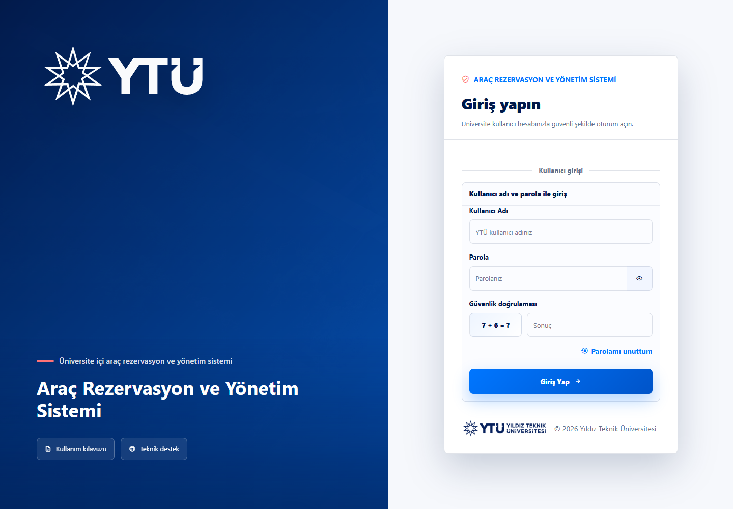 Gerçek giriş ekranı görüntüsü